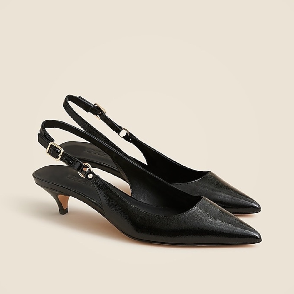 J Crew Used Robin Kitten Heels In Italian Crinkle Patent Leather Ch279
